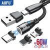 60W Magnetic Fast Charging Cable with Swappable Connector Tips