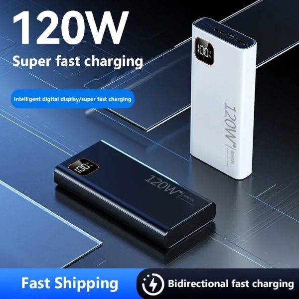High Capacity Power Bank 120W Super Fast Charging with Digital Display