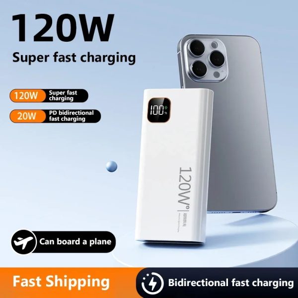 High Capacity Power Bank 120W Super Fast Charging with Digital Display