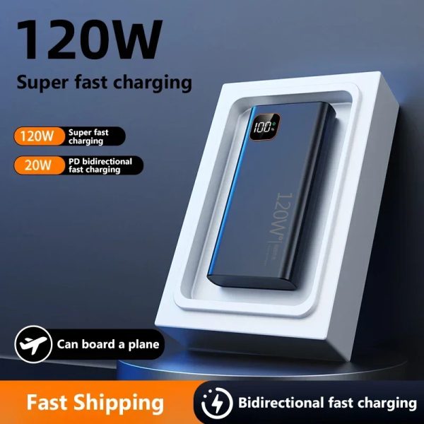 High Capacity Power Bank 120W Super Fast Charging with Digital Display