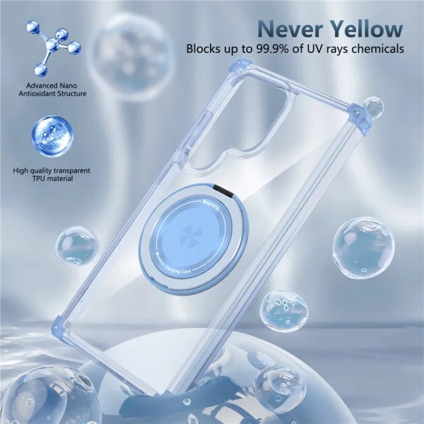 Magnetic Stand Holder Ring Transparent Case for Samsung Galaxy S24 Ultra