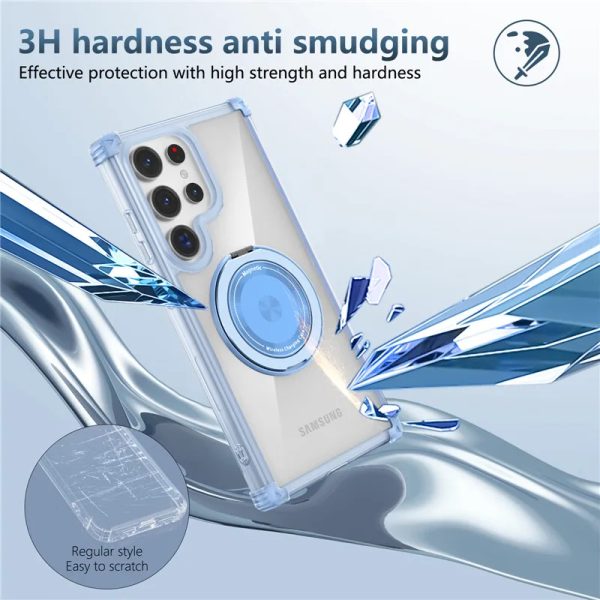 Magnetic Stand Holder Ring Transparent Case for Samsung Galaxy S24 Ultra