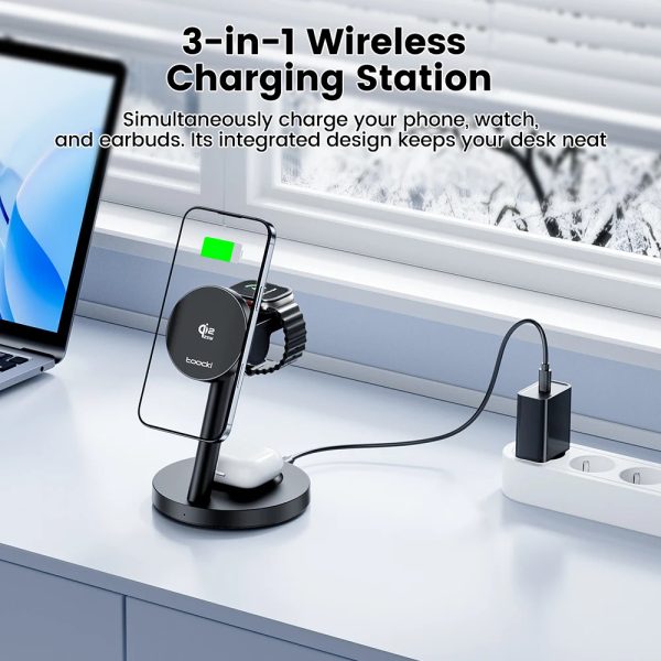 Qi2 25W 3-in-1 MagSafe-Style Wireless Charging Stand
