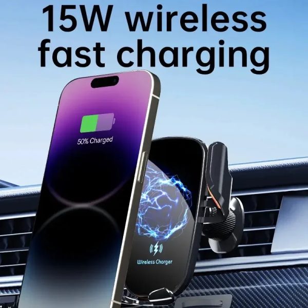 Wireless Car Charger with Auto-Clamping Air Vent Mount